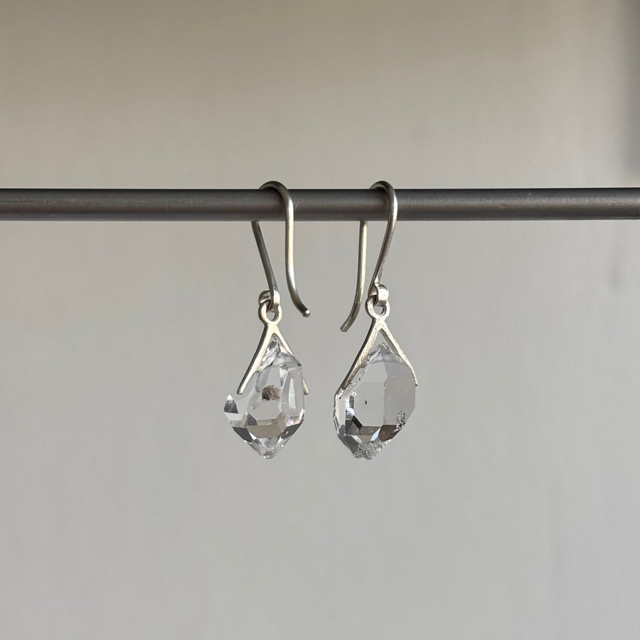 Medium Silver Sticks & Stones Herkimer Earrings