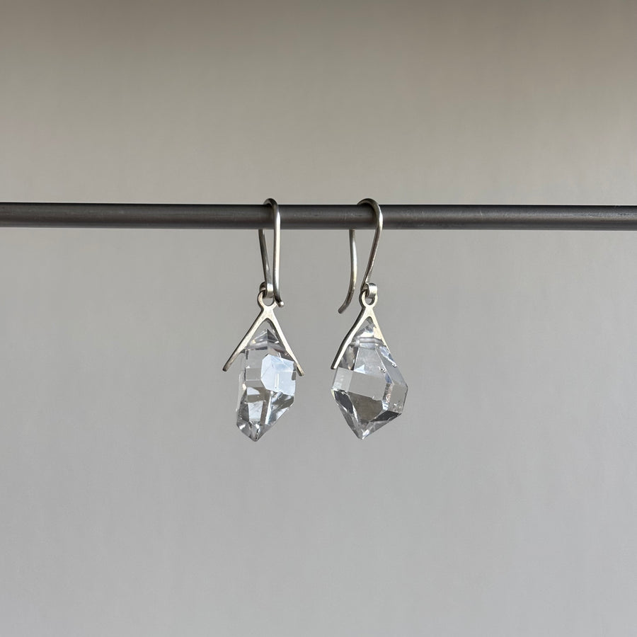 Little Silver Sticks & Stones Herkimer Quartz Earrings