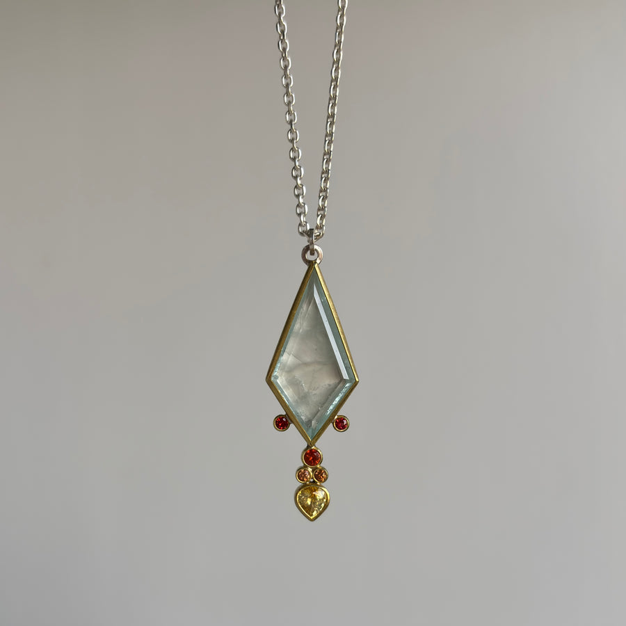 Aquamarine & Sapphire Drip Kite Pendant