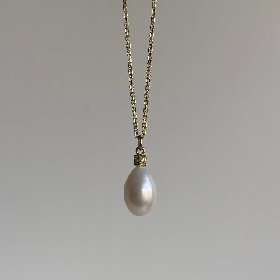 Pearl Diamond Cube Pendant