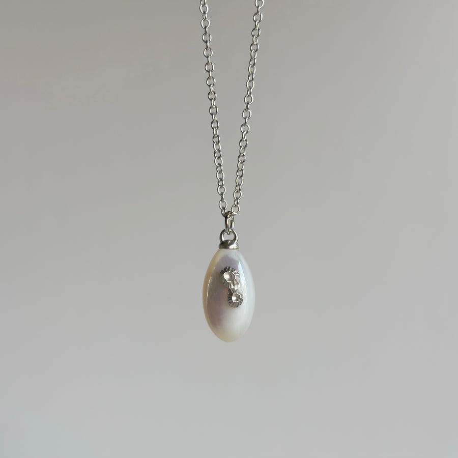 Little Mother of Pearl Necklace with Silver Barnacles