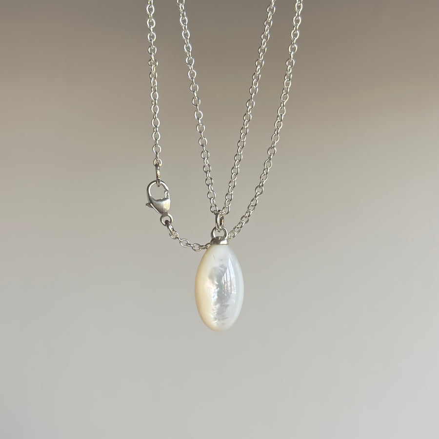 Little Mother of Pearl Necklace with Silver Barnacles