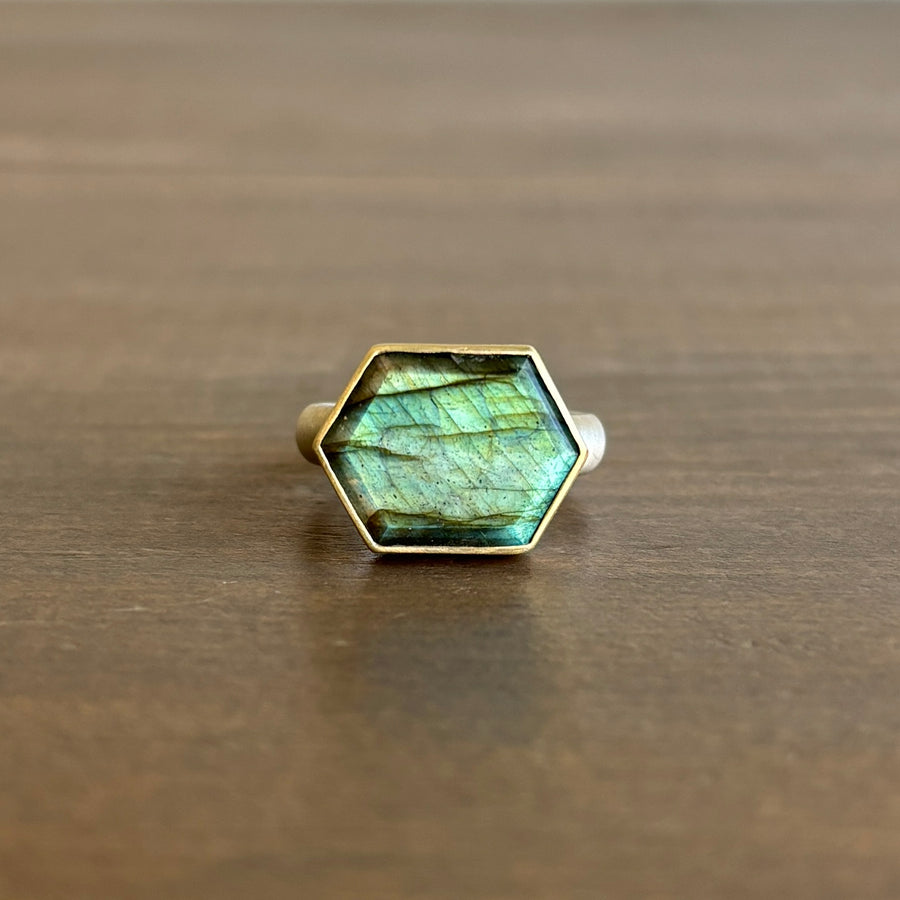 Labradorite Hexagon Ring