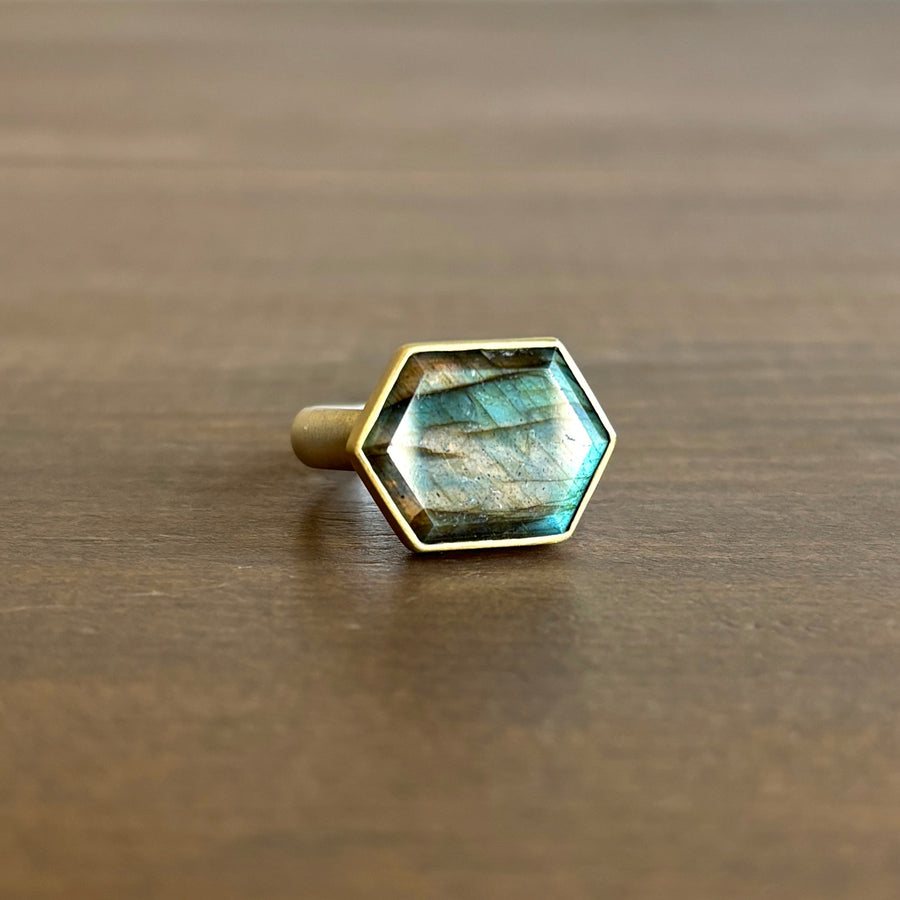 Labradorite Hexagon Ring