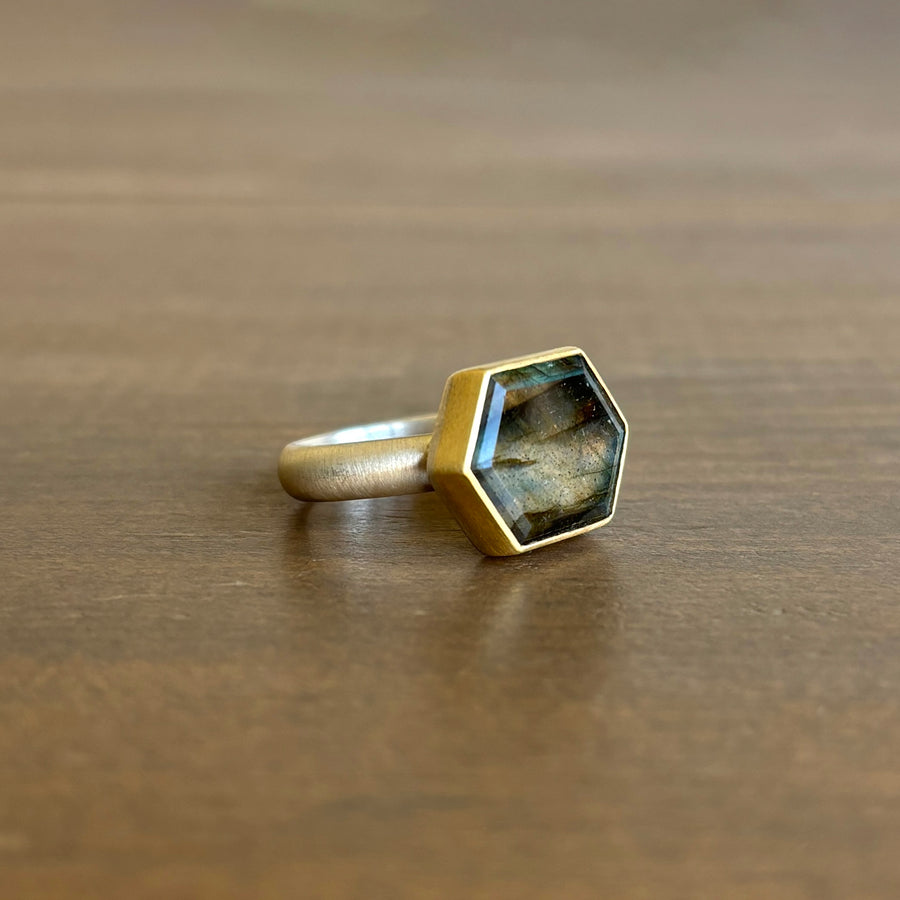 Labradorite Hexagon Ring