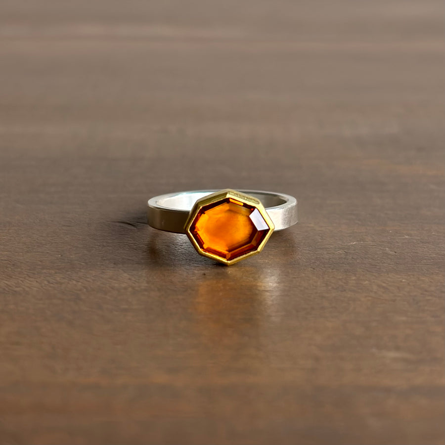 Citrine Tablet East-West Ring