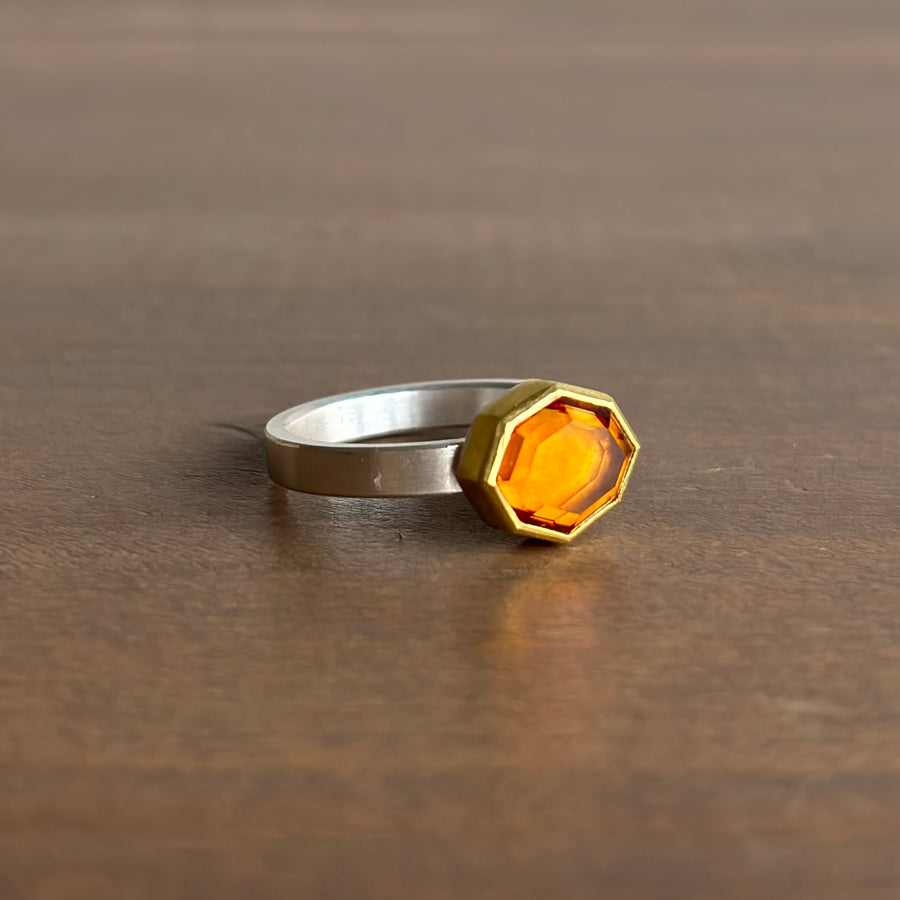 Citrine Tablet East-West Ring