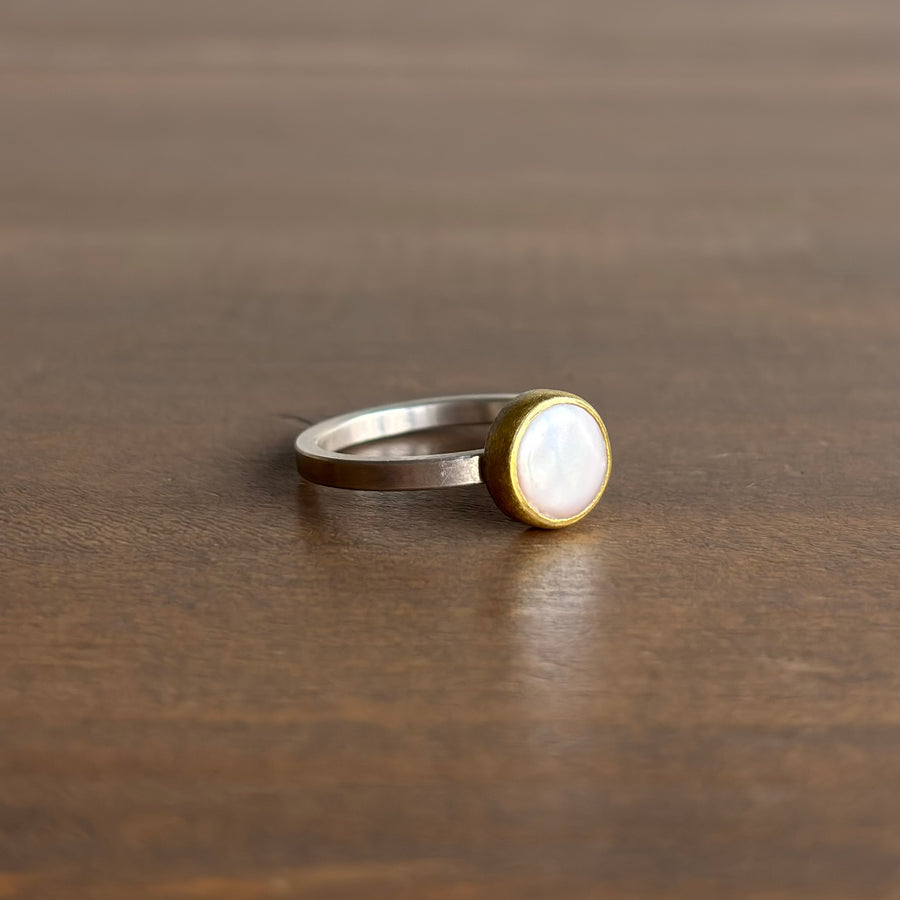 Round Pearl Coin Ring