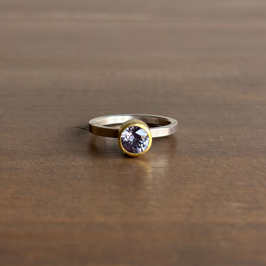 Round Faceted Lavender Spinel Ring