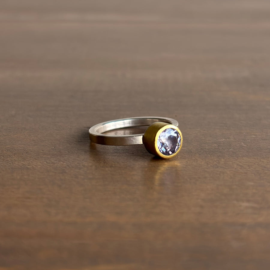 Round Faceted Lavender Spinel Ring