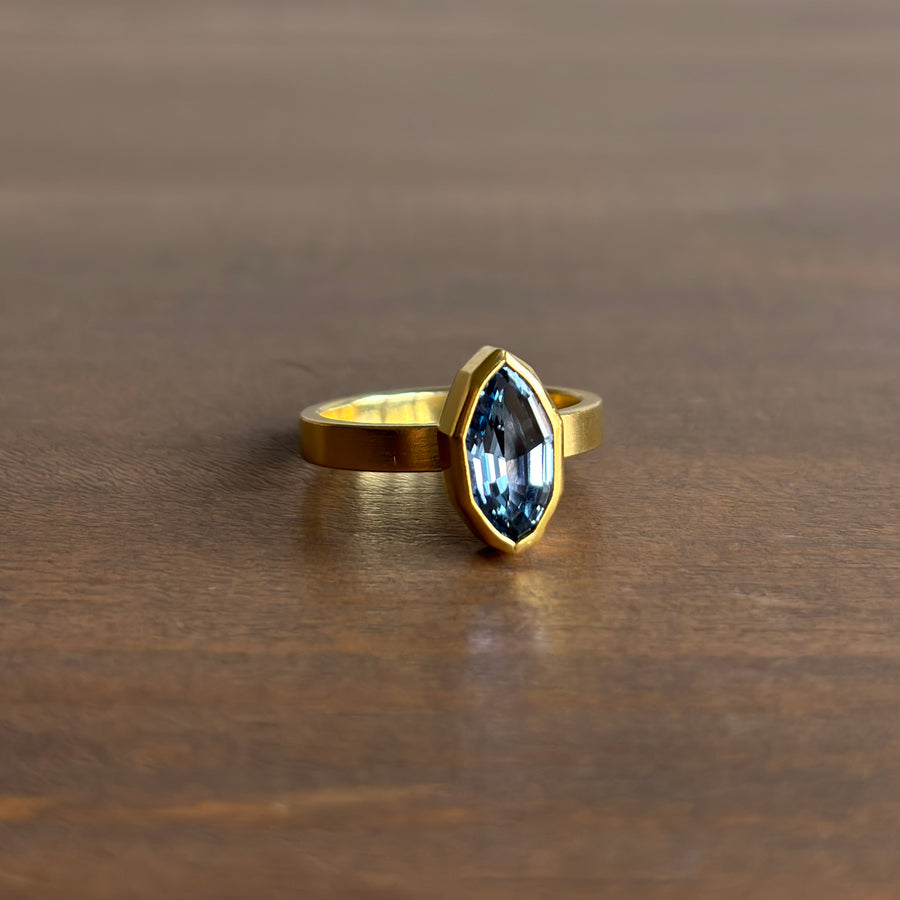 Geometric Blue Sapphire Ring