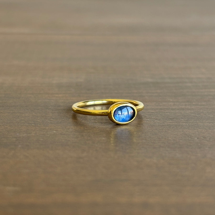 Oval Blue Sapphire Cabochon Ring