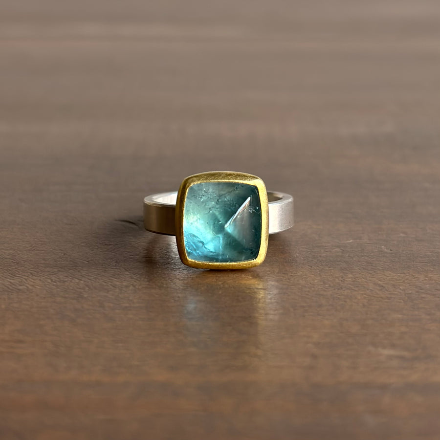 Blue Tourmaline Sugar Loaf Ring