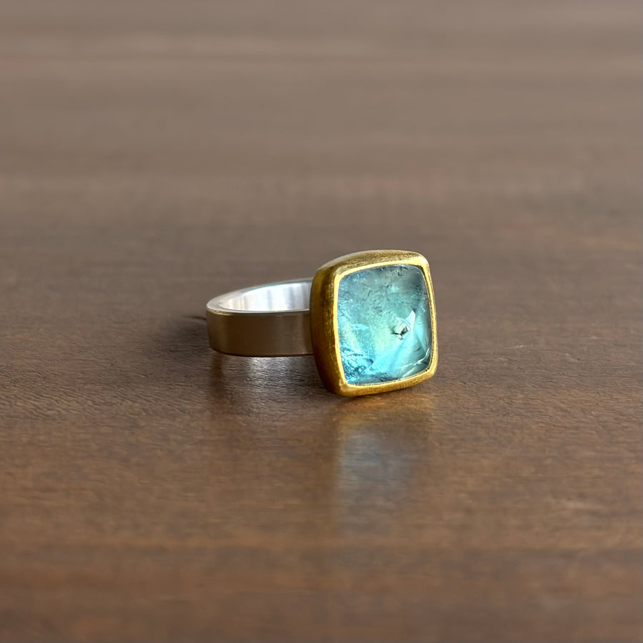 Blue Tourmaline Sugar Loaf Ring