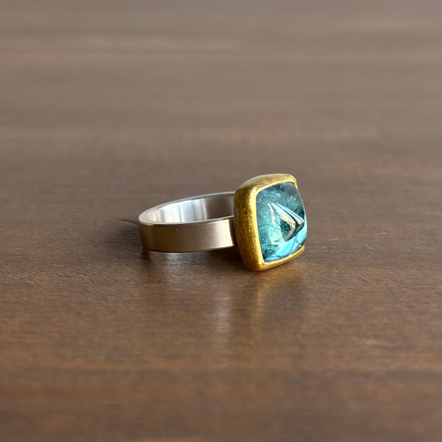 Blue Tourmaline Sugar Loaf Ring