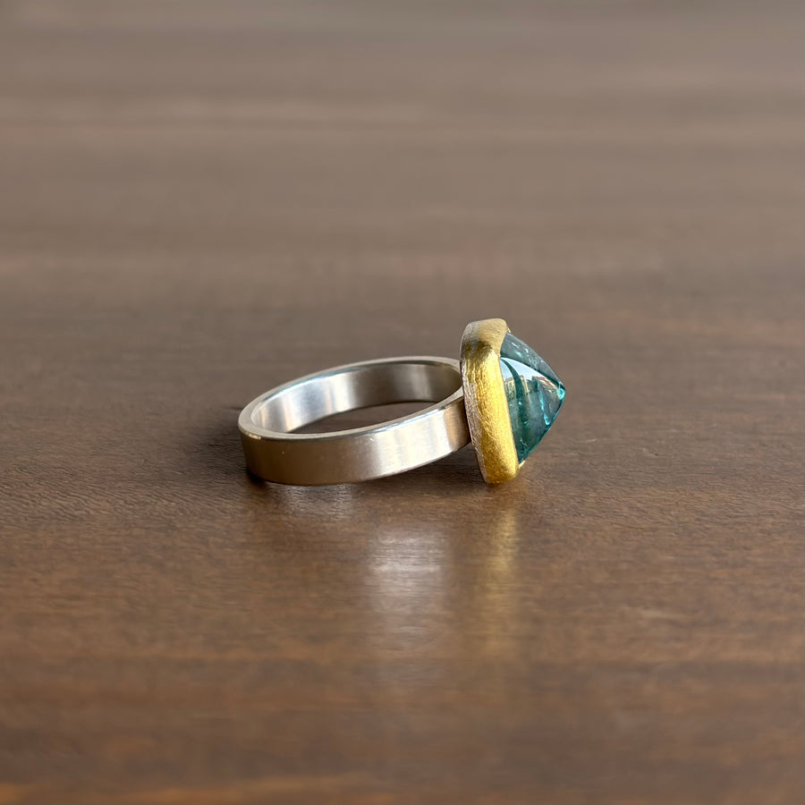 Blue Tourmaline Sugar Loaf Ring