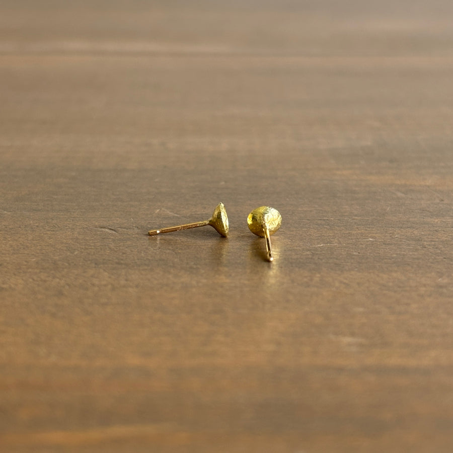 Medium Gold Carved Cup Stud Earrings