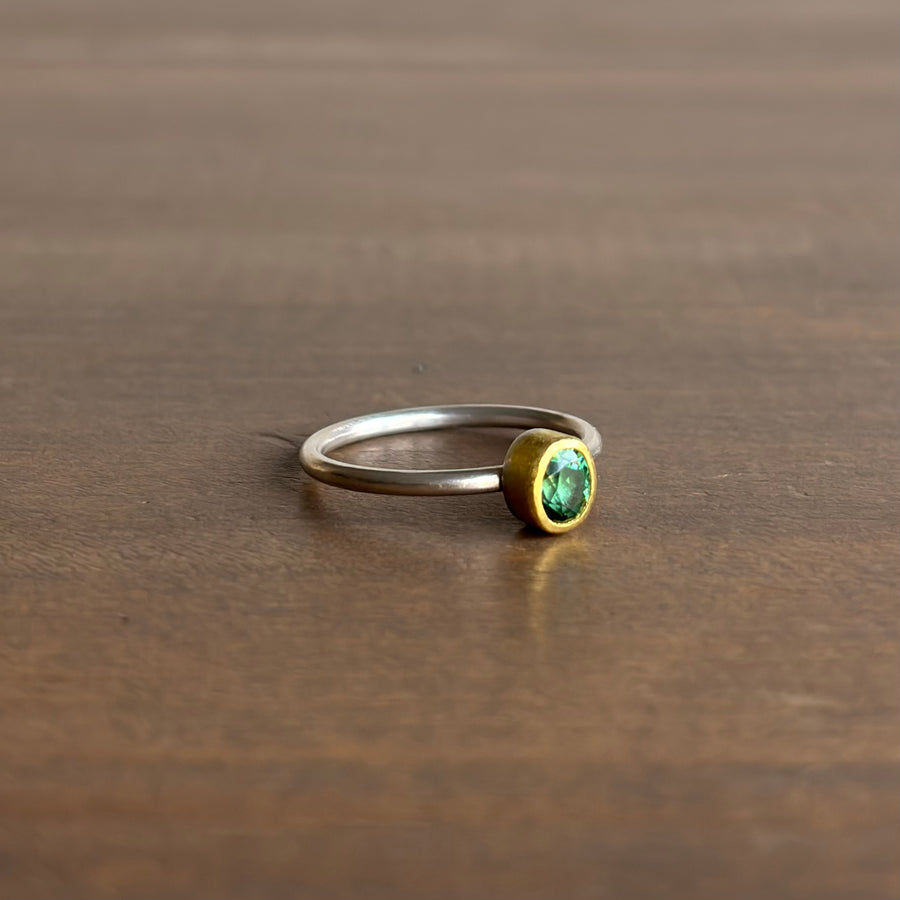 Petite Oval Green Tourmaline Ring