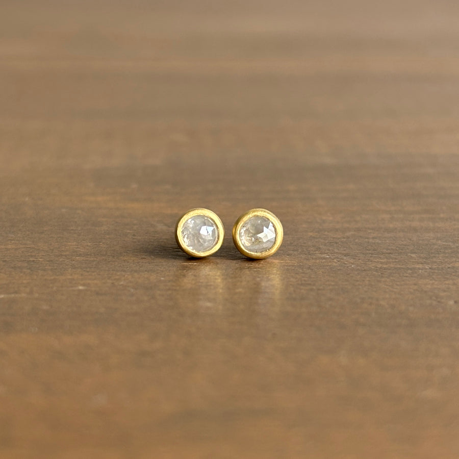 Round Gray Diamond Stud Earrings