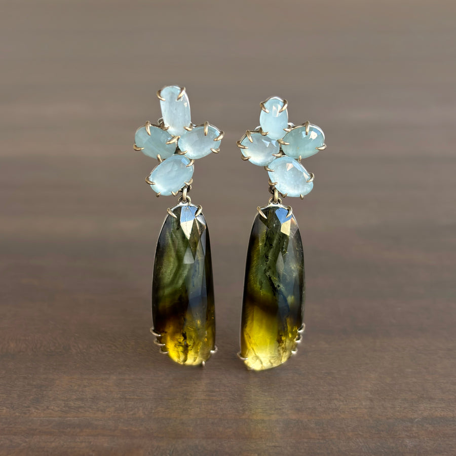 Of Air and Earth Aquamarine & Tourmaline Vanity Earrings