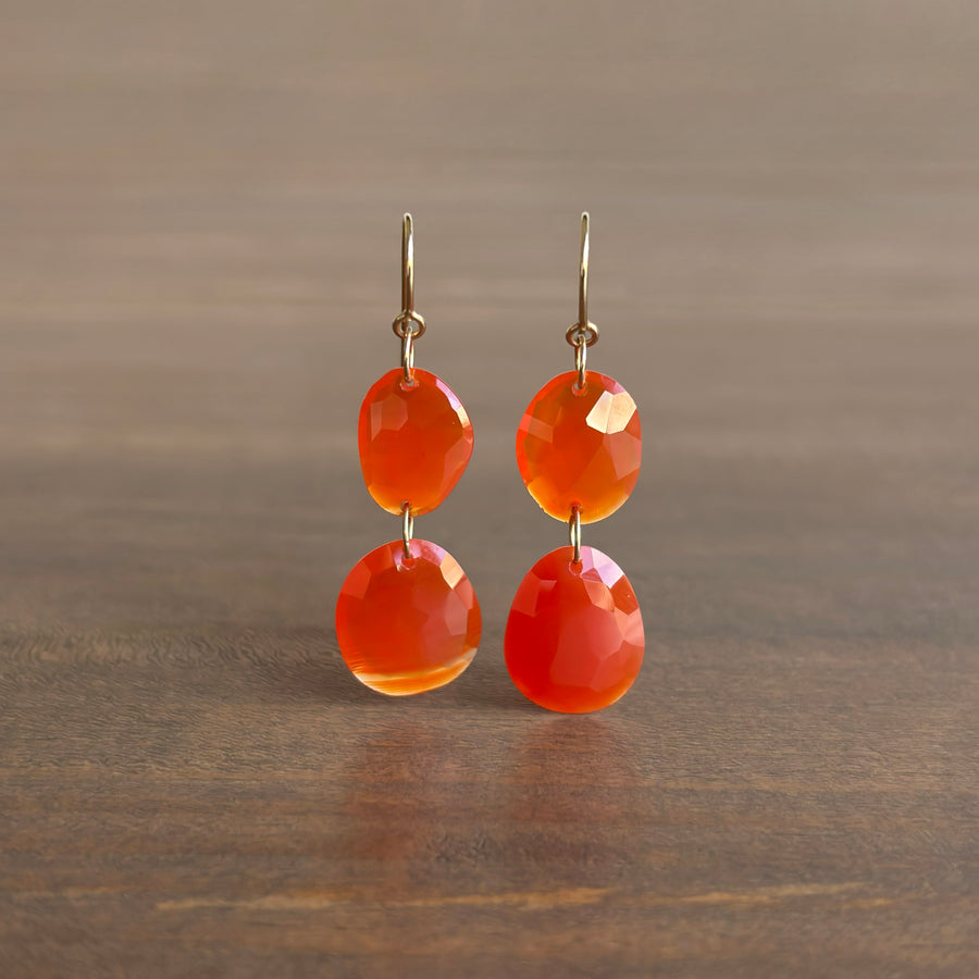 Link Chain Carnelian Chip Dangle Earrings