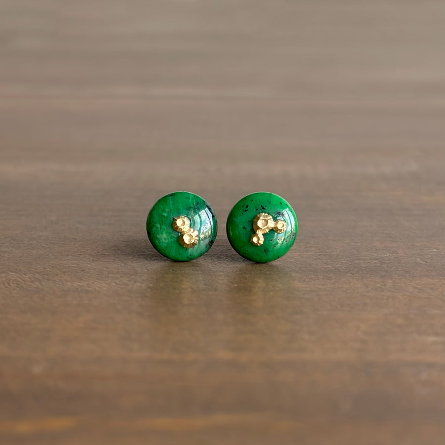 Green Seaway Wilds Ruthie B. Stud Earrings with Barnacles