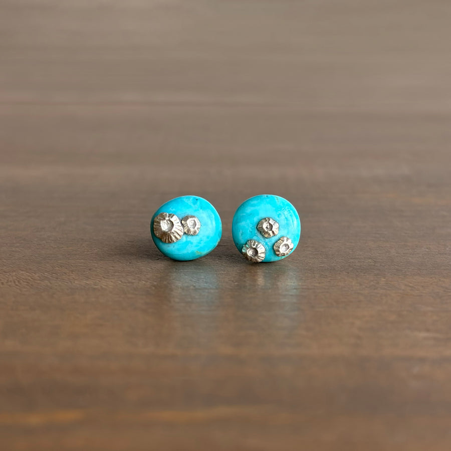 Turquoise Ruthie B. Stud Earrings with Barnacles