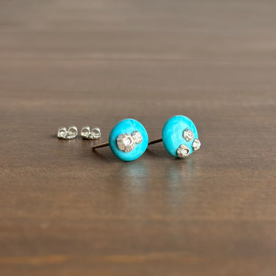 Turquoise Ruthie B. Stud Earrings with Barnacles