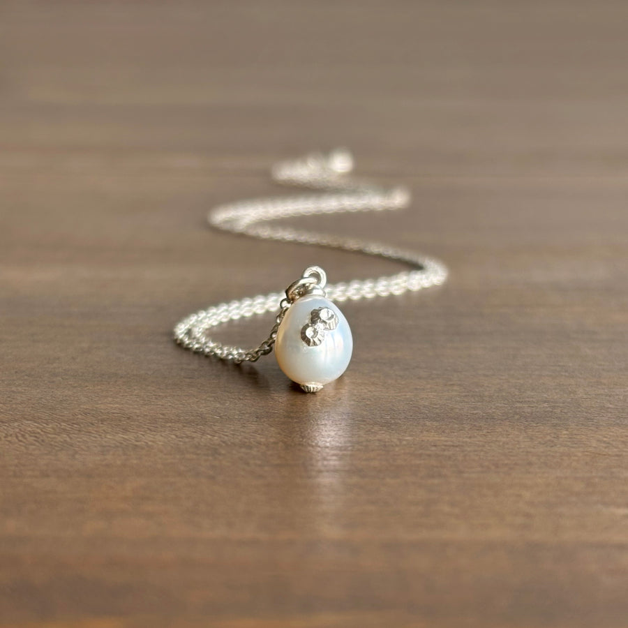 Damona's Glory Baroque Pearl Pendant with Barnacles