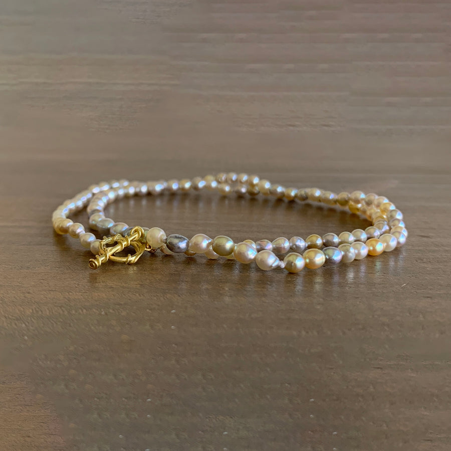 Pastel Baby Akoya Pearl Strand with Vine Clasp