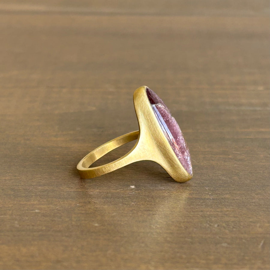 Pink Watercolor Tourmaline Elongated Oval Cast Ring