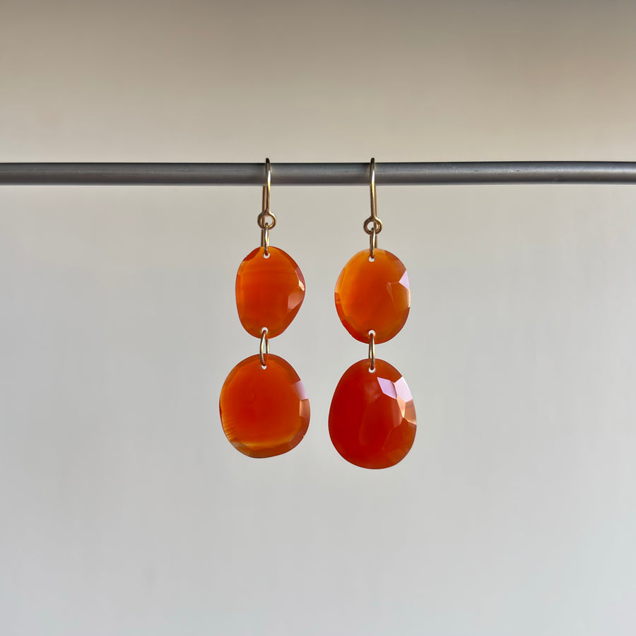 Link Chain Carnelian Chip Dangle Earrings