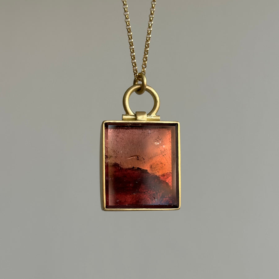 Scenic Sunset Tourmaline Slice Pendant