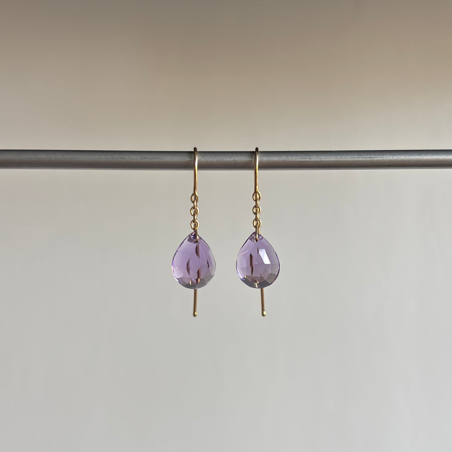 Gumdrop Amethyst Chain Drop Earrings