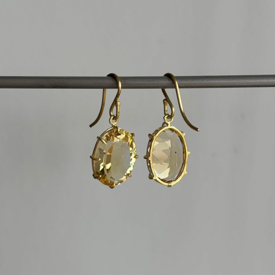 Oval Faceted Citrine Drop Earrings