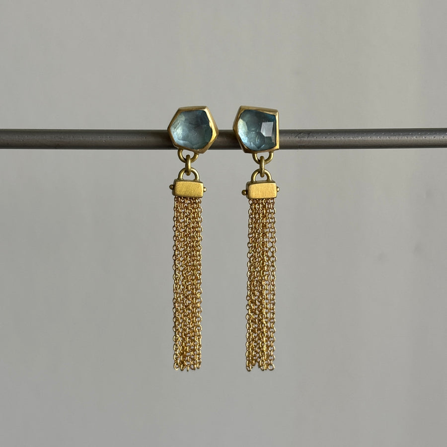 Aquamarine Fringe Earrings