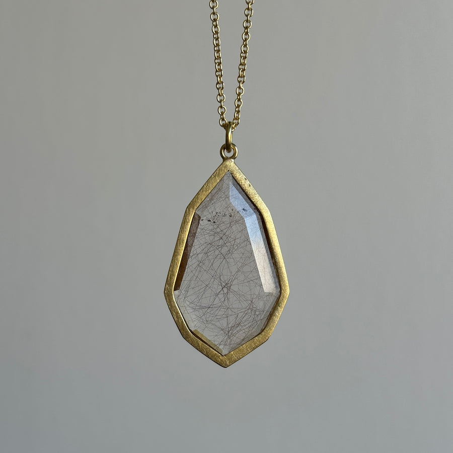 Open Back Rutilated Quartz Shield Pendant