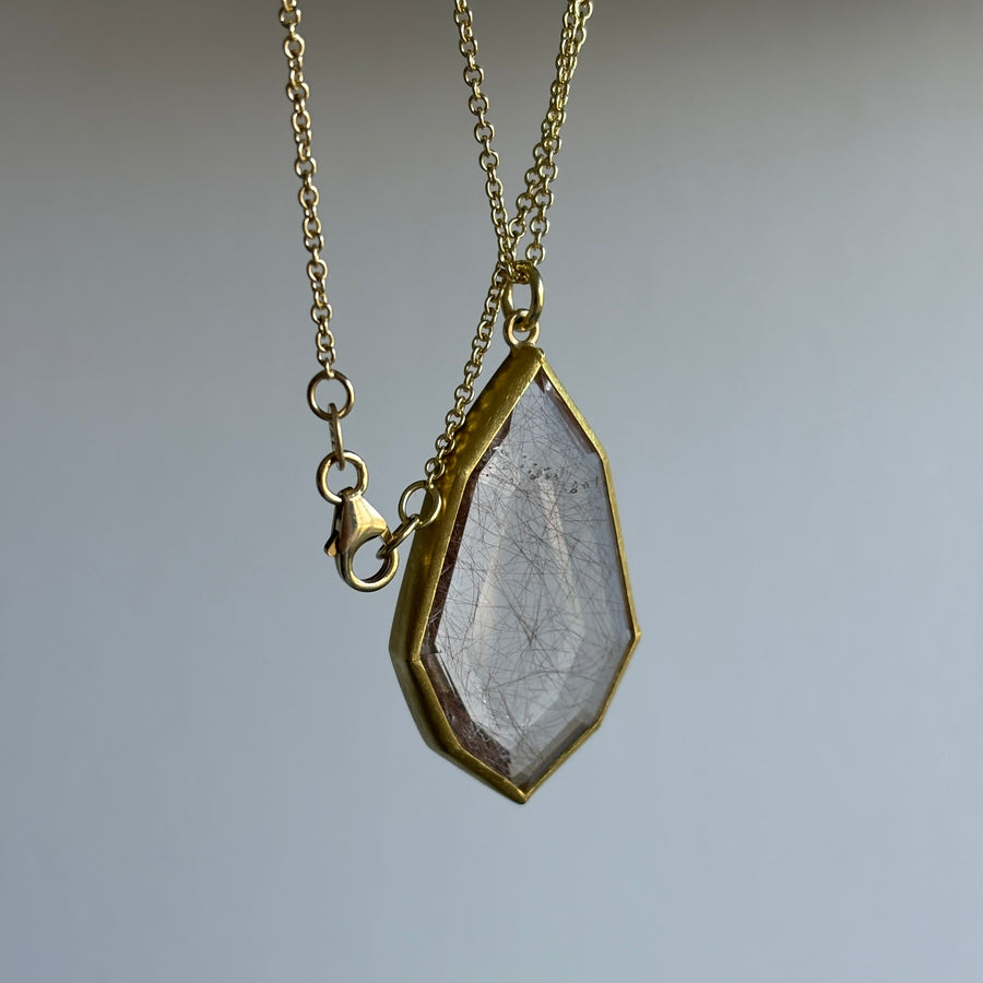 Open Back Rutilated Quartz Shield Pendant