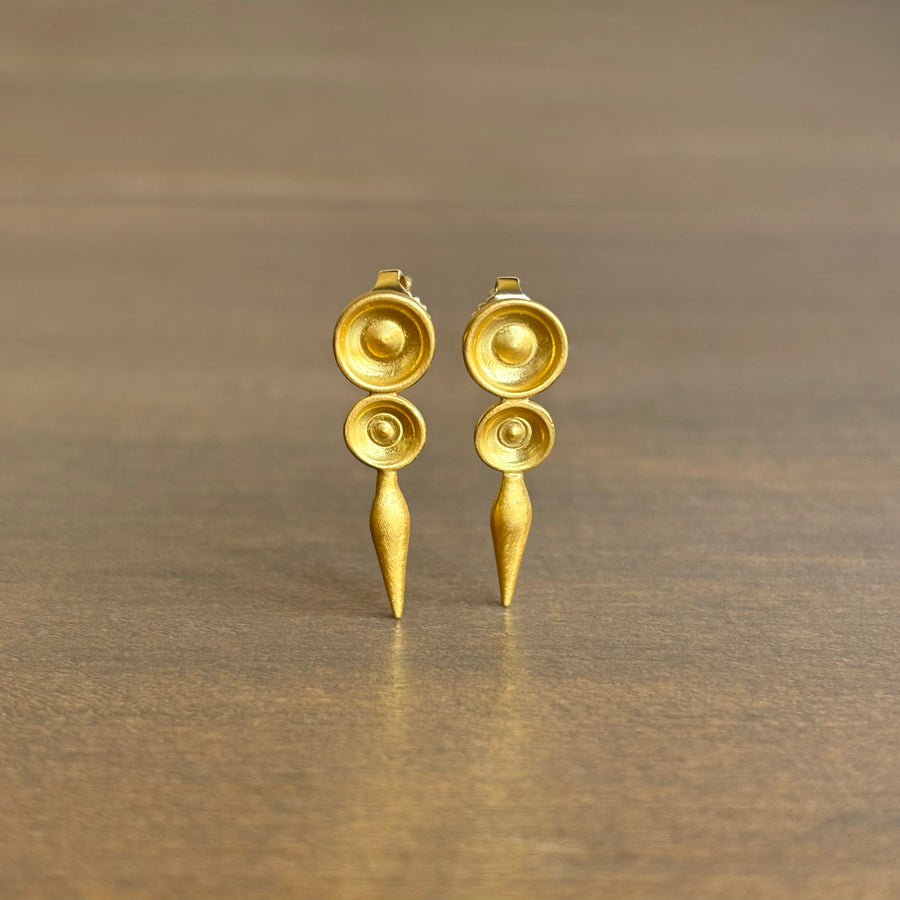 Gold Concave Pod Post Earrings