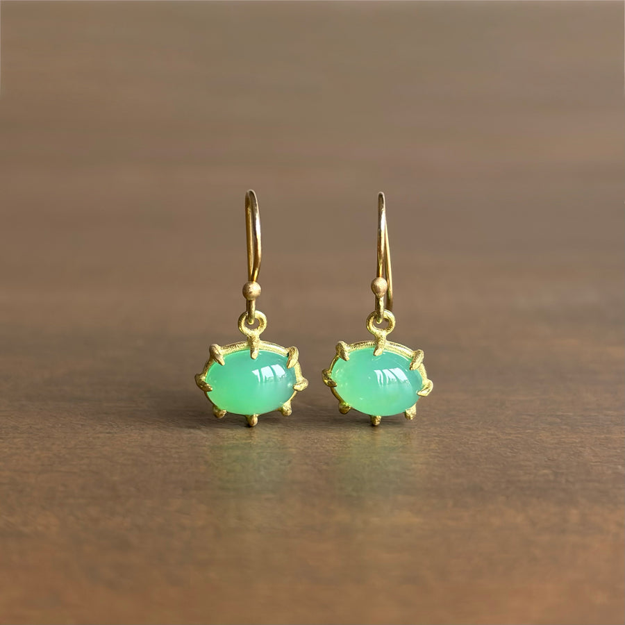 Mini Oval Chrysoprase Earrings