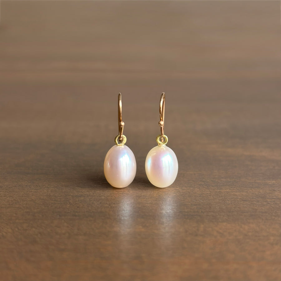 Cream Freshwater Pearl Egg Drop Earrings