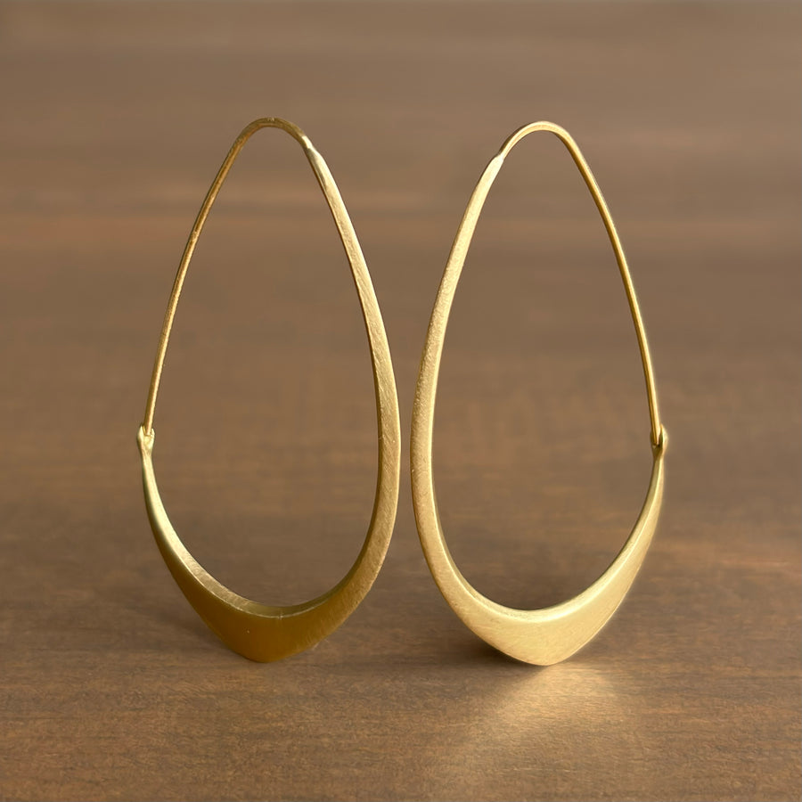 Medium Gold Facet Hoop Earrings