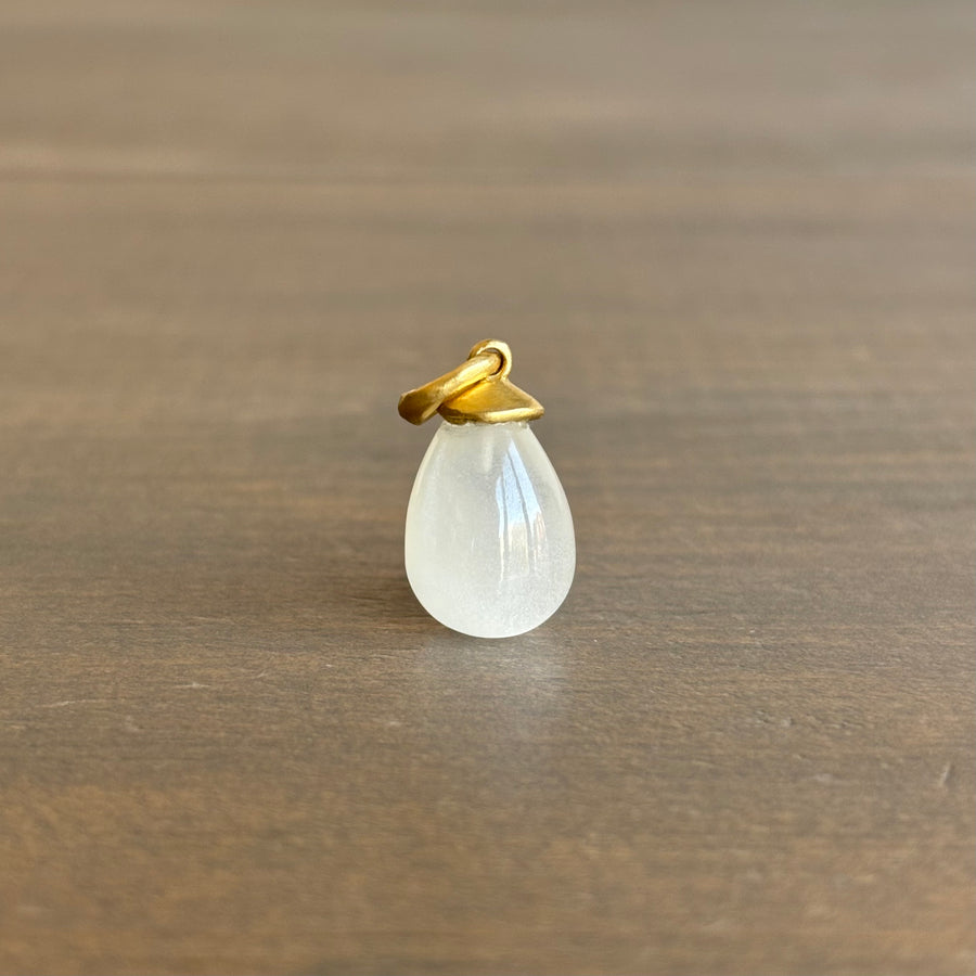 Sculptural Opaque Rock Crystal Drop Pendant