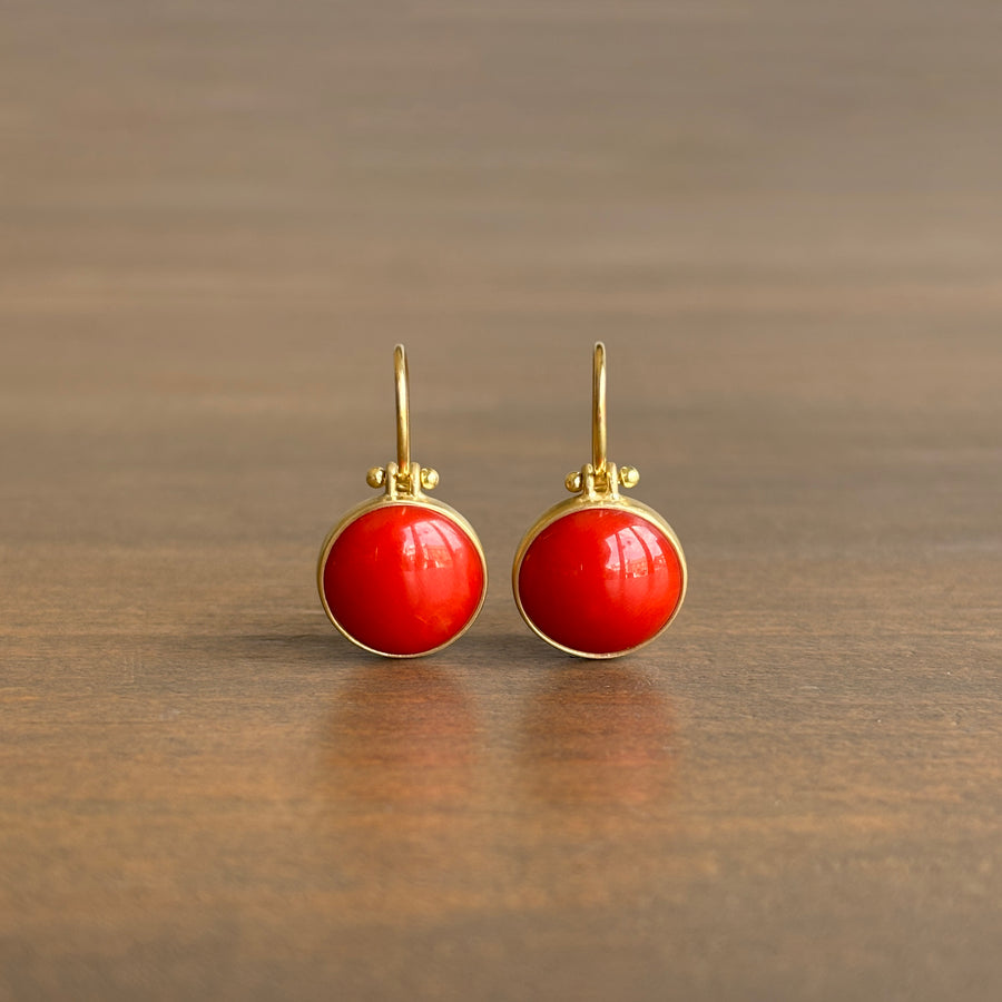 Round Coral Earrings