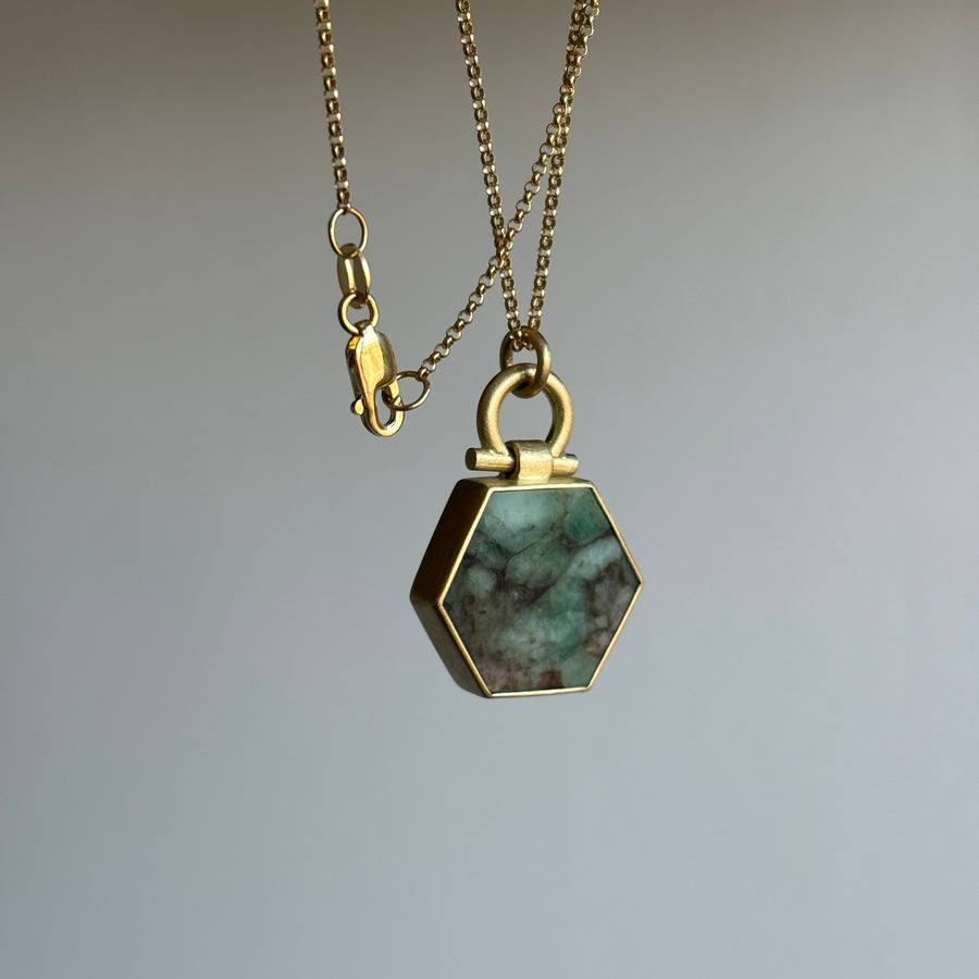 Marbled Emerald Hexagon Pendant