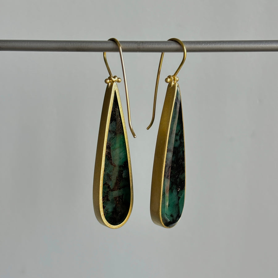 Long Emerald Teardrop Earrings