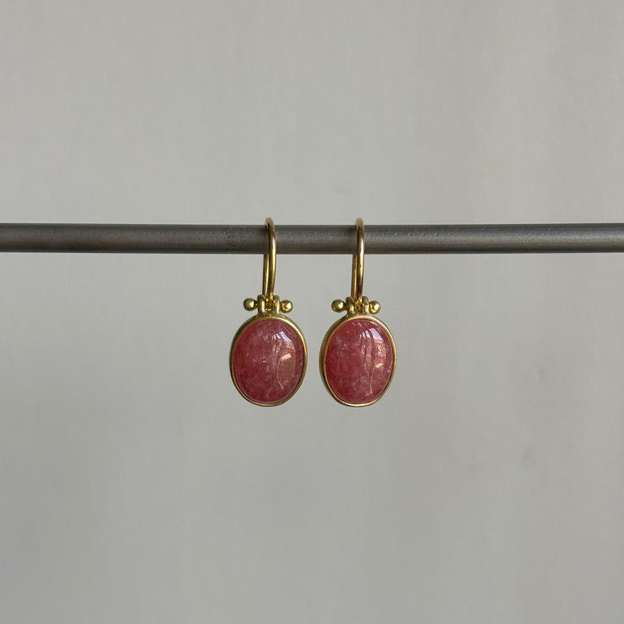 Oval Rhodochrosite Cabochon Earrings