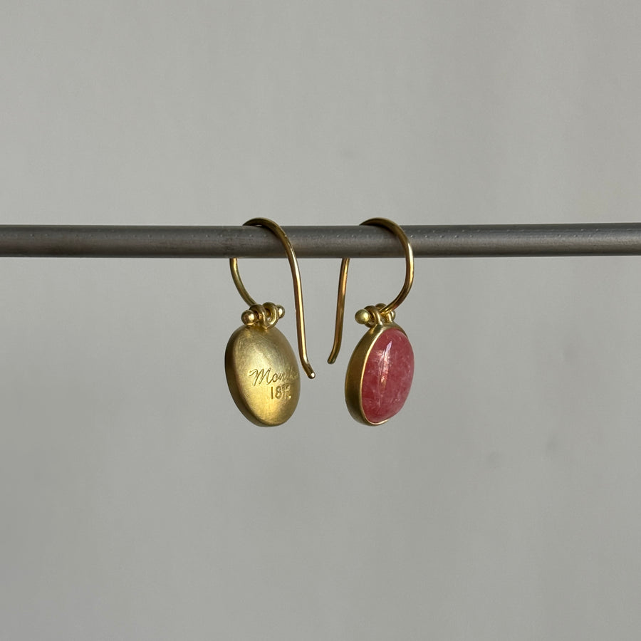 Oval Rhodochrosite Cabochon Earrings