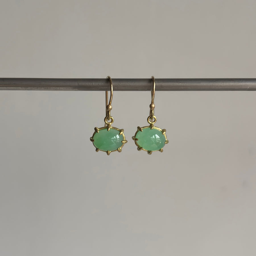 Mini Oval Chrysoprase Earrings