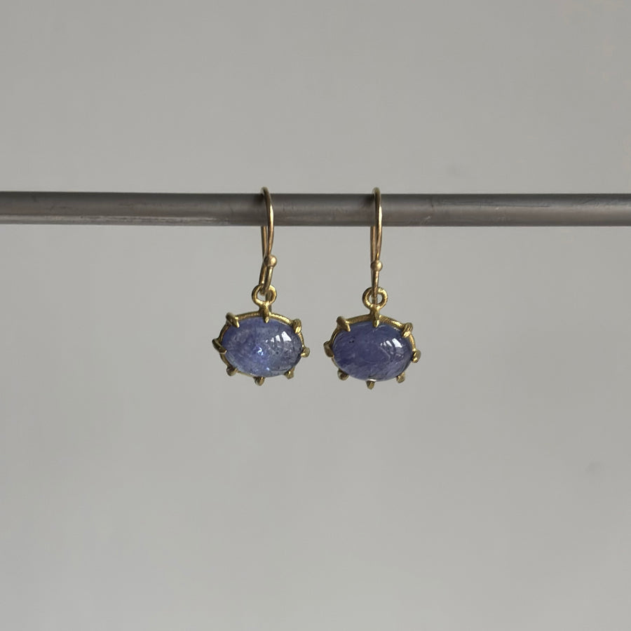 Mini Oval Tanzanite Cabochon Earrings